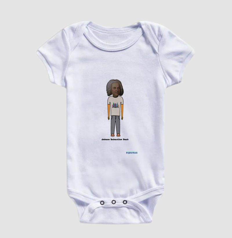 Body Bebê Algodão Premium Estampa: BrighterHeads - Johann Sebastian Bach #R1037