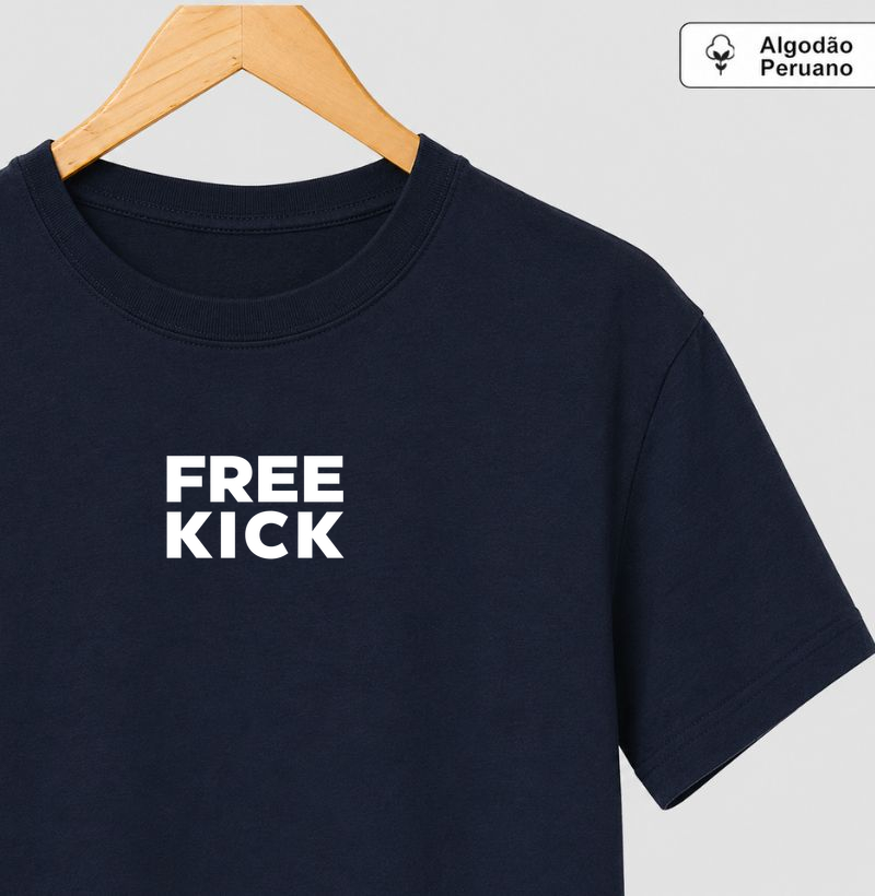 CAMISETA ALGODÃO PERUANO FREE KICK LOGO PRETO CENTRAL