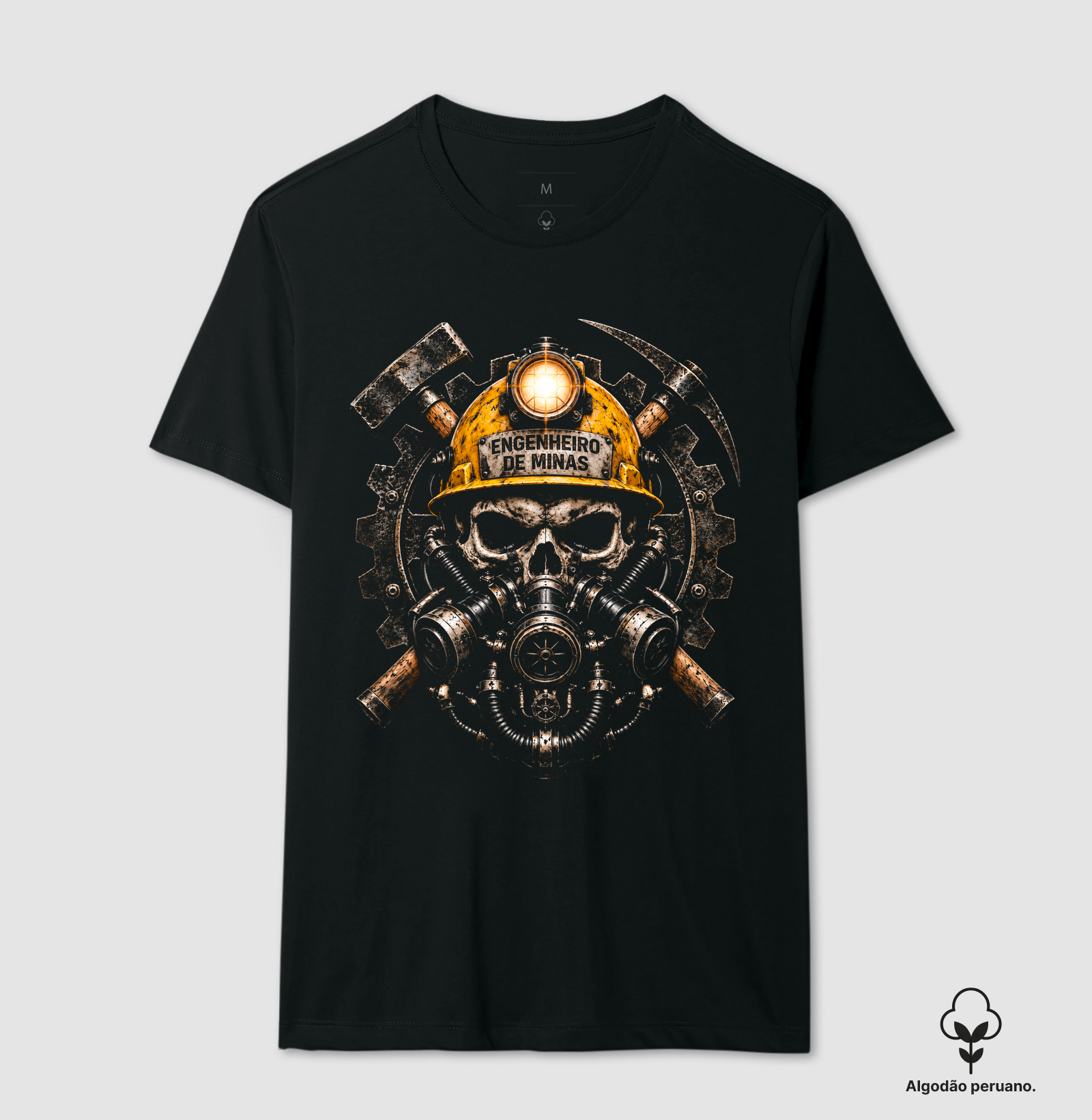 Engenheiro de Minas Old Skull - Camiseta Algodão Peruano