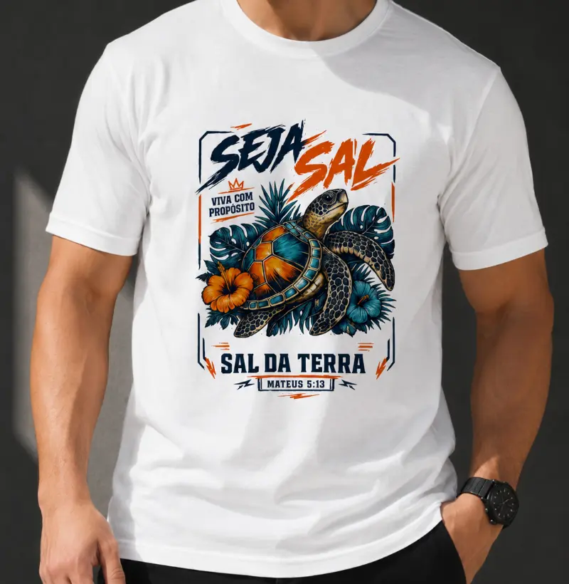 Seja Sal da Terra – Mateus 5:13 Estampa Tartaruga Tropical