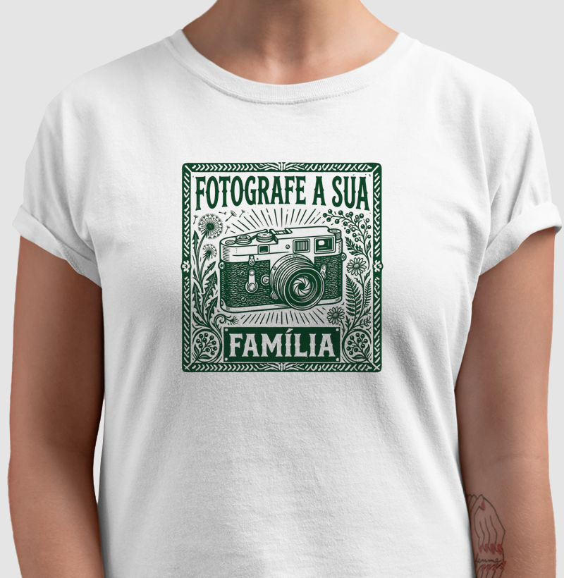 Camiseta Fotografe a sua família - Algodão Premium - ilustração verde