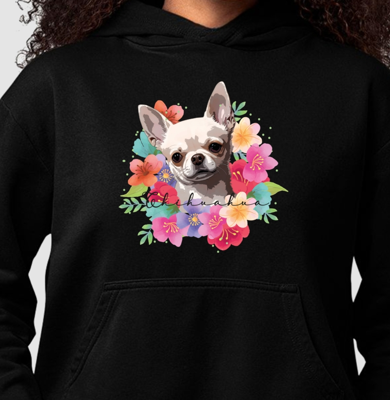 Hoodie Moletom Chihuahua Floral