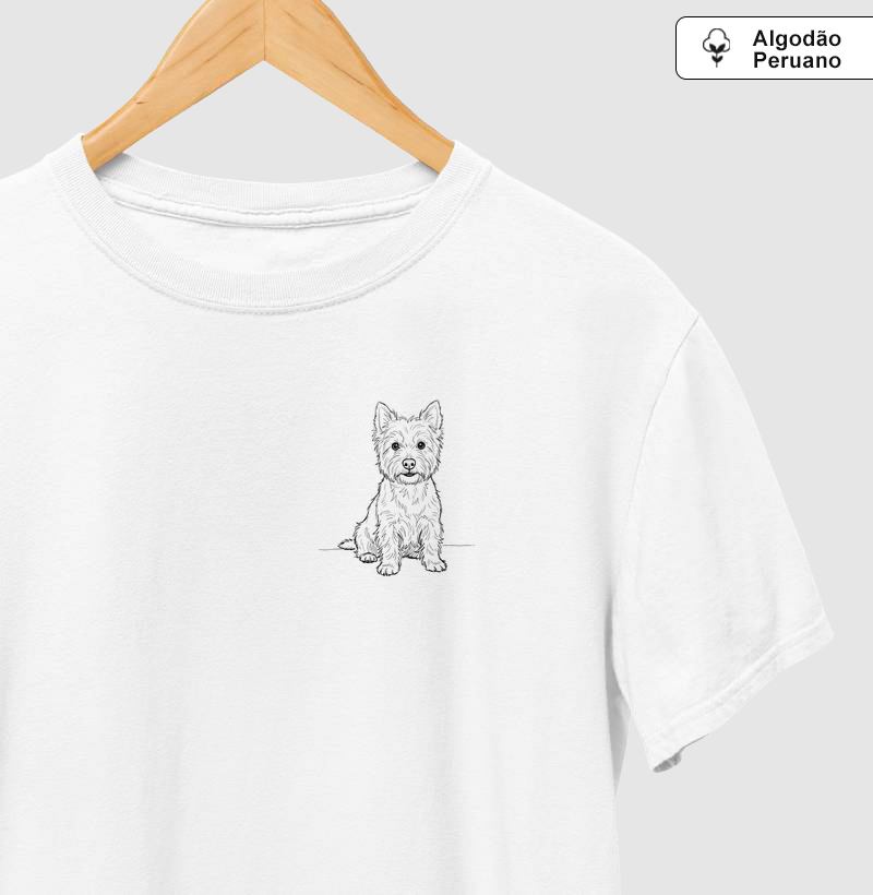 West Highland White Terrier - Desenho - Camiseta Algodão Peruano