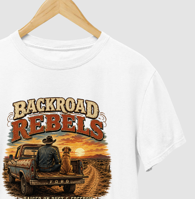 Camiseta Backroad Rebels Vintage – Raised on Dust & Freedom | Rustler South Co.  SEO: