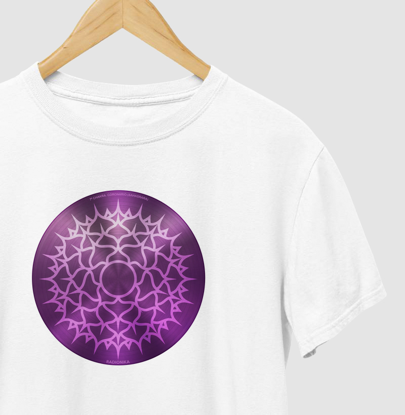 Camiseta 7º Chakra Coronário – Sahasrara – Estampa Radiônica Unissex