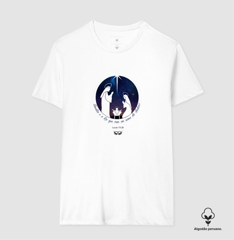 Camiseta de Natal em Algodão Peruano Bendito o Rei.