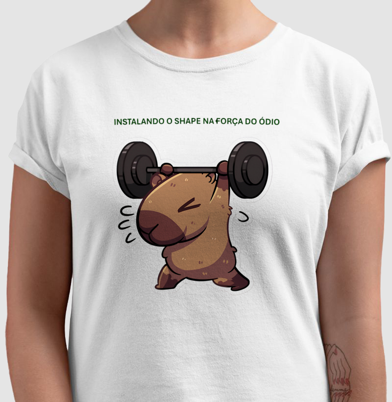 Camiseta de treino meninas capivara, instalando o shape na força do ódio.