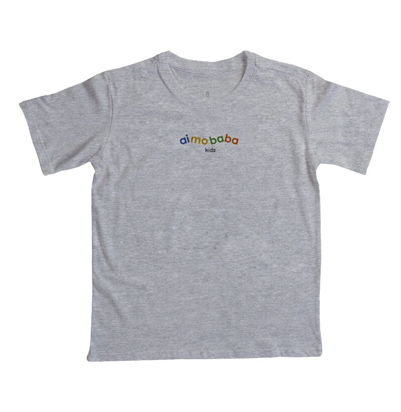 Camiseta Aimobaba Kids infantil cinza mescla