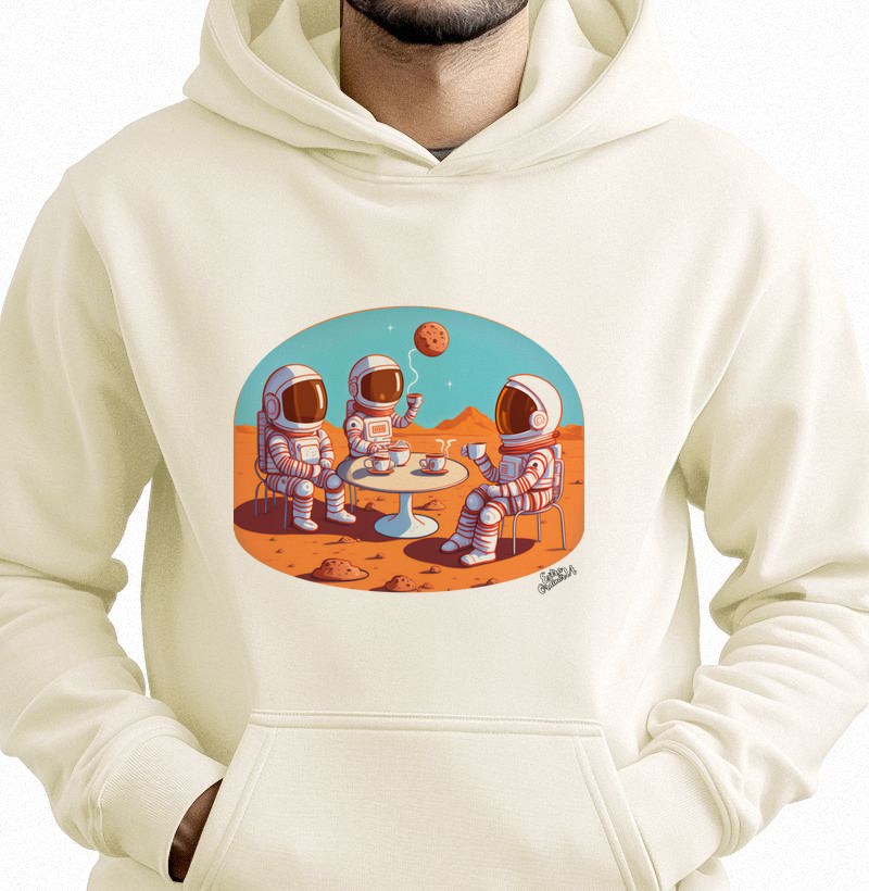 Astronautas Tomando Cafe em Marte