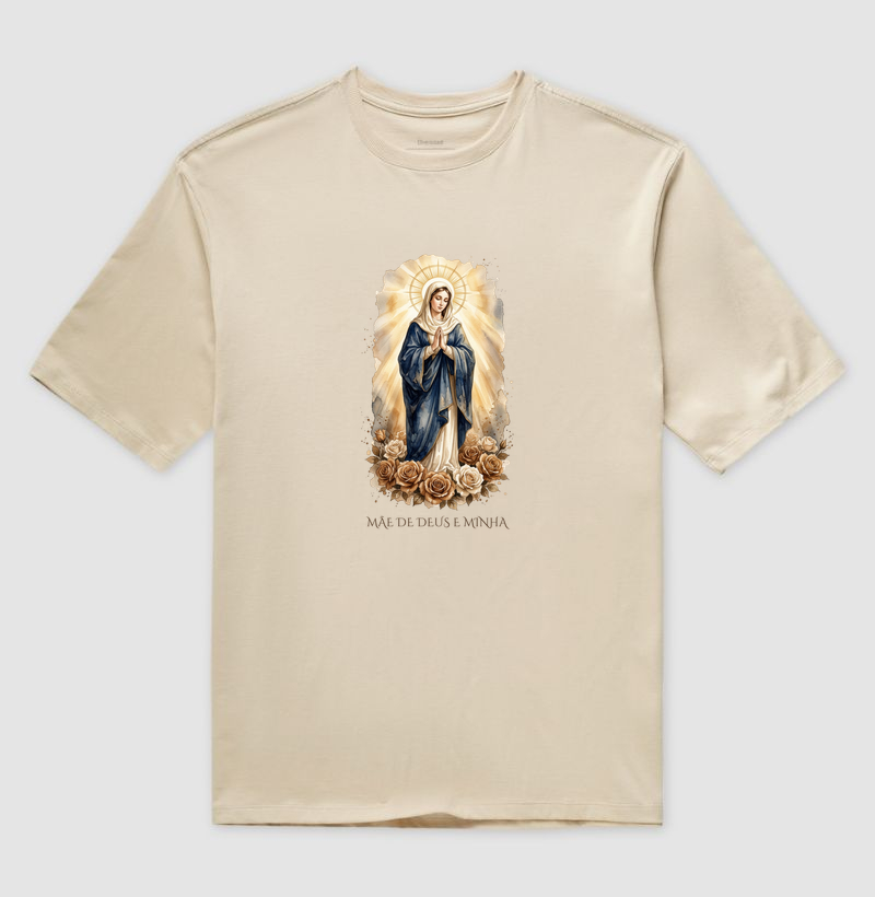 Camiseta Oversized Mãe de Deus e Minha