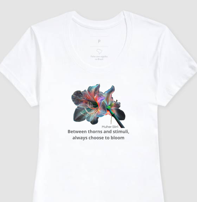 Camiseta Feminina Mulher Slim Floral Florecer