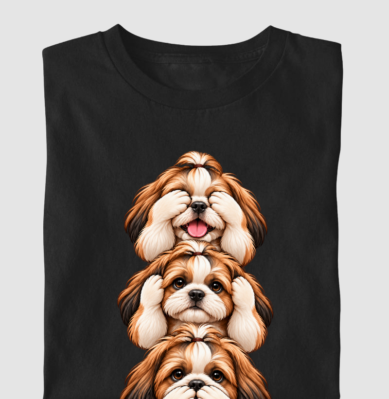Ver, ouvir e falar versão Shih Tzu - Camiseta Infantil