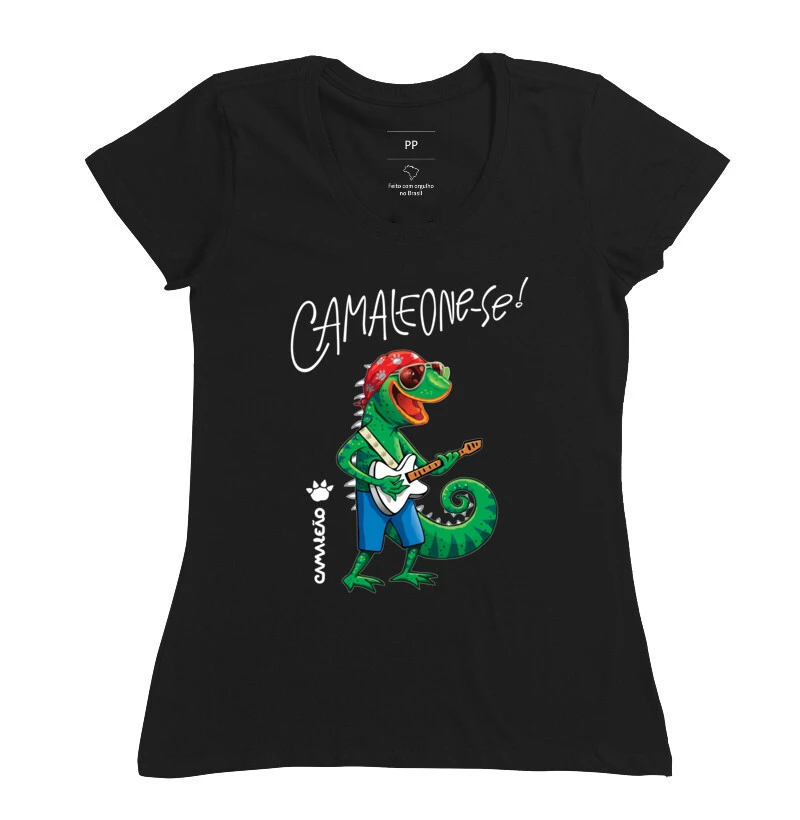 Camiseta Feminina Camaleão - Camaleone-se Guitarra