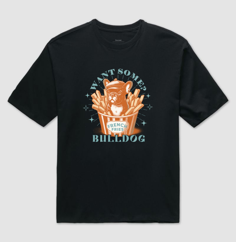 Camiseta Oversized Bulldog Francês Batata Frita