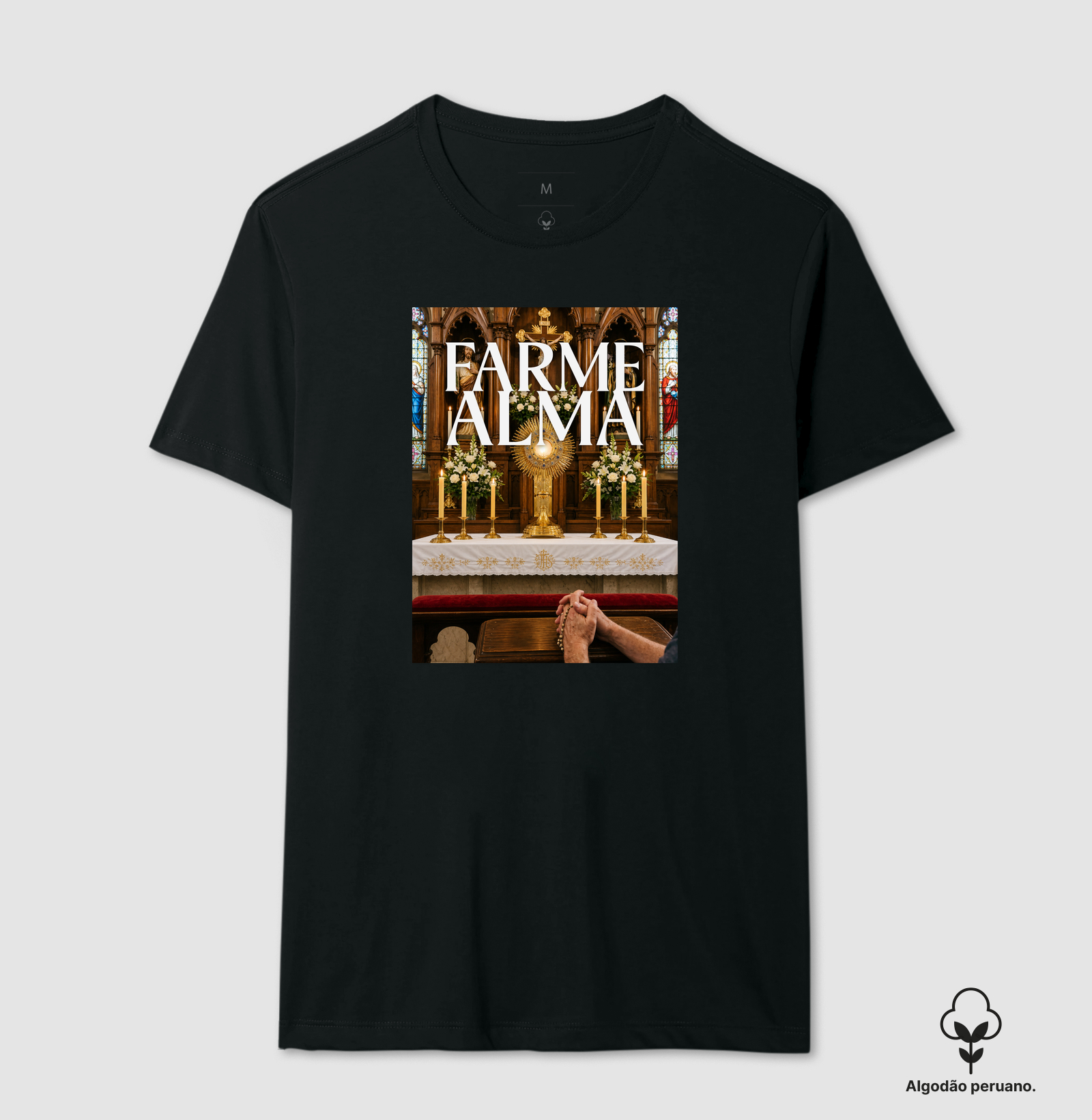 Farme Alma - Adoração ao Santíssimo - Camiseta Algodão Peruano