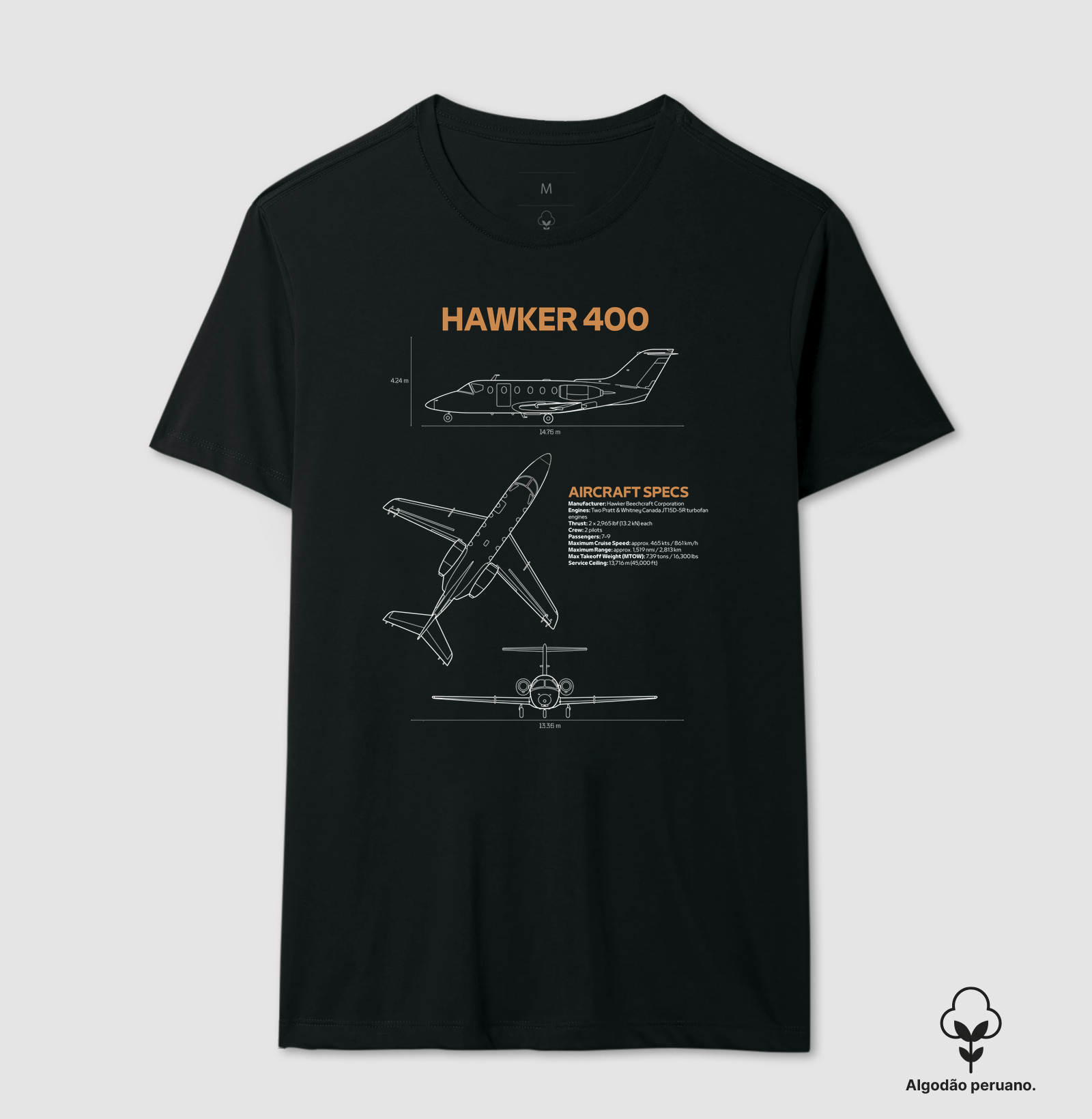 Hawker 400 | Blueprint - Camiseta Algodão Peruano
