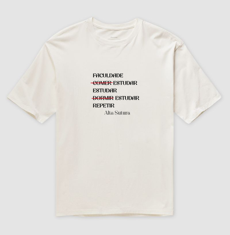 Camiseta Unissex Oversized 100% Algodão - Estudar, estudar, estudar