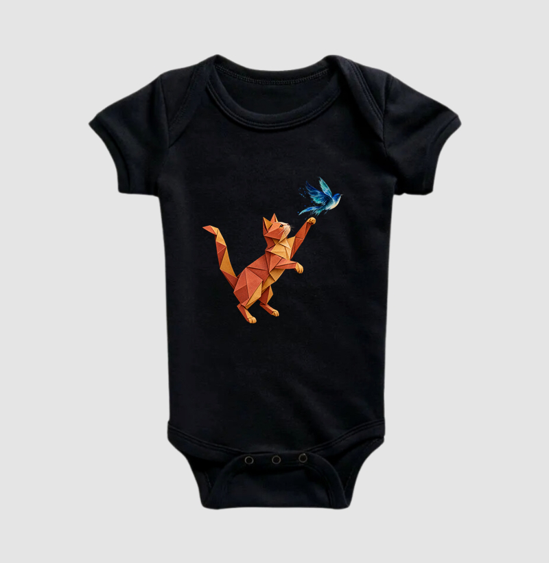 Gato e Pássaro - Body Infantil