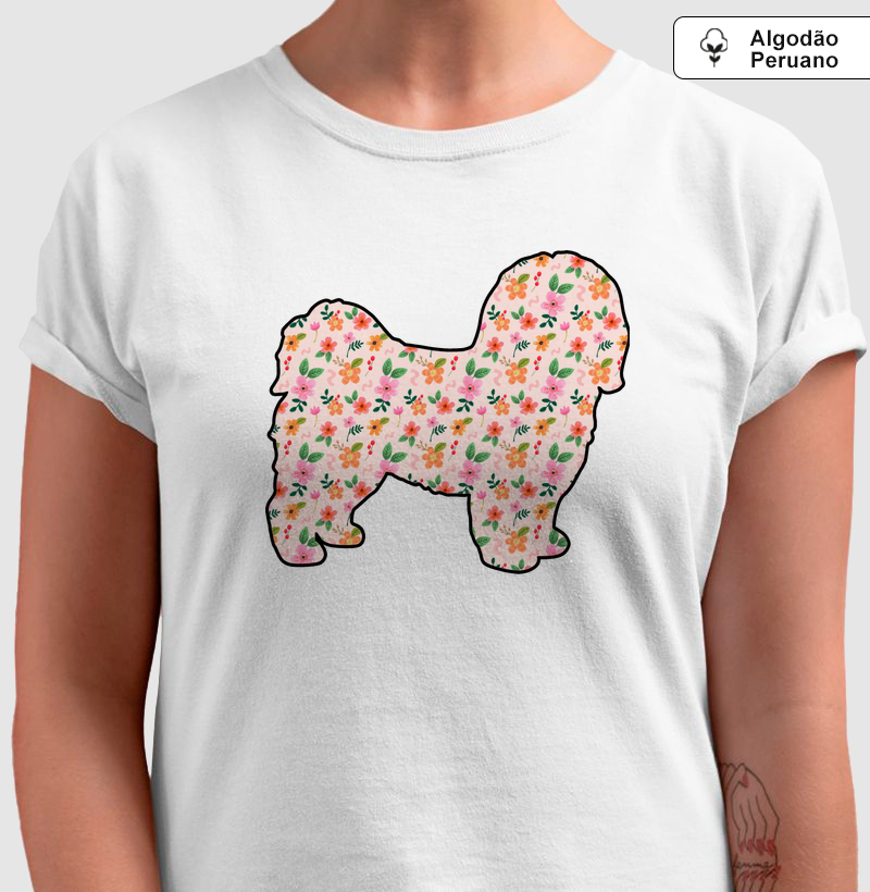 Camiseta Lhasa Apso Floral - Pelo & Pano
