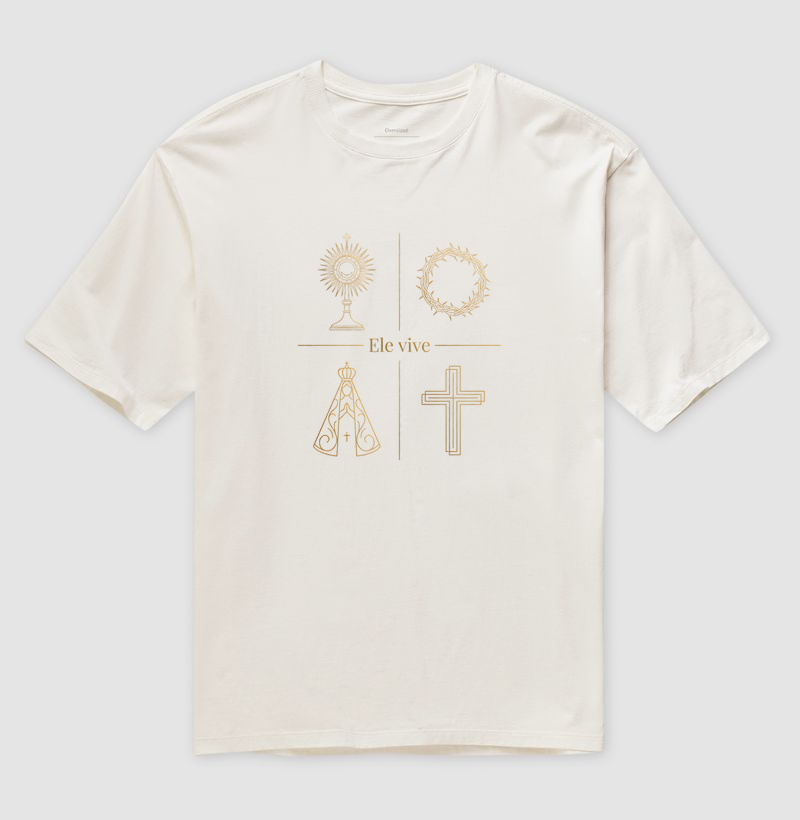 Camiseta Oversized Ele Vive Símbolos