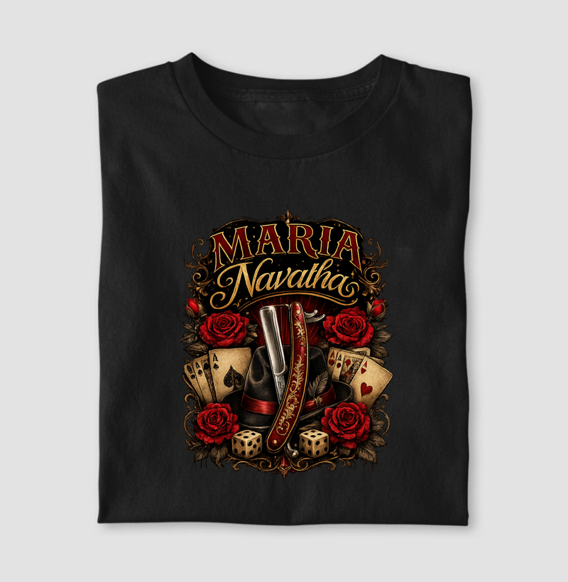 Camiseta Maria Navalha: Estilo, Ginga e Axé - Malandra da Lapa