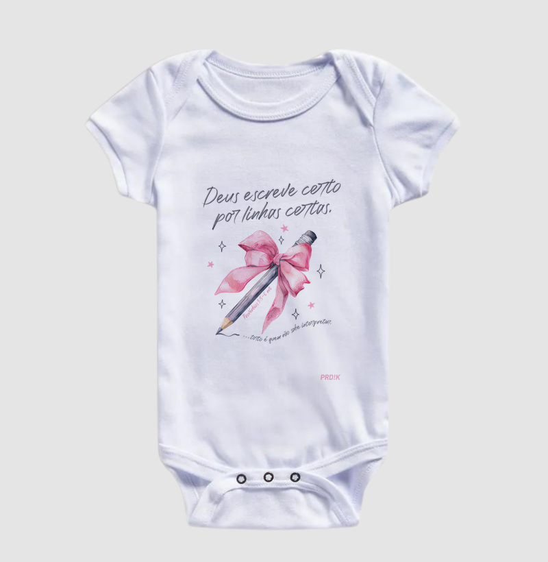 Body Infantil Bebê com Estampa - Deus Escreve Certo