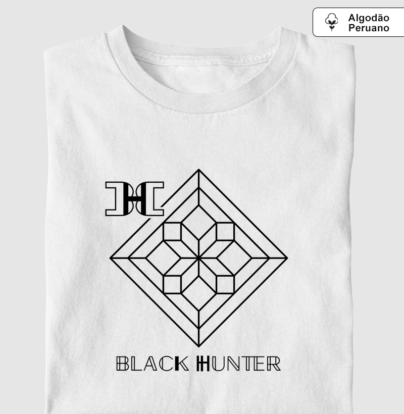 camiseta algodão peruano origami  black hunter