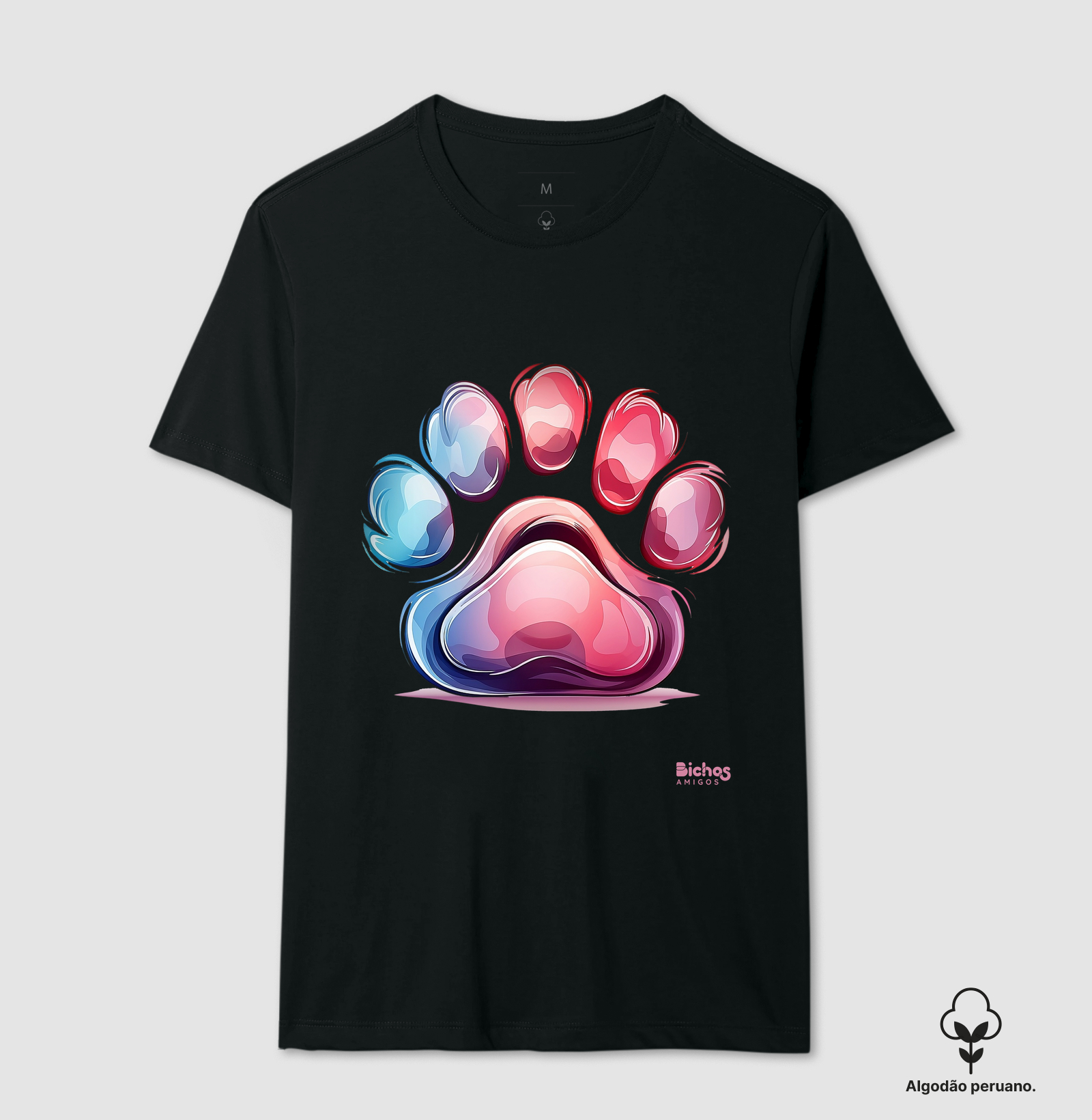 Camiseta Pata de Cachorro Colorida - Bichos Amigos