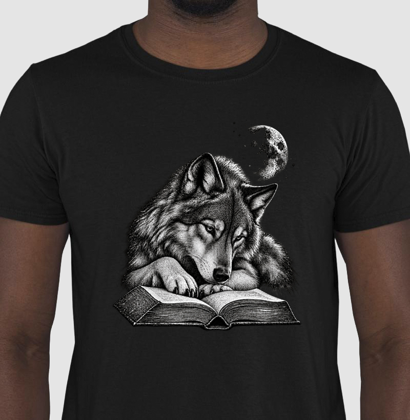 Lobo Leitor ao Luar - Camiseta