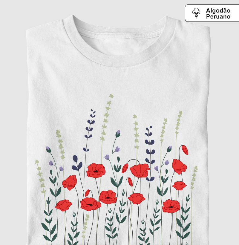 Flores do Campo Vermelhas - Algodão Peruano