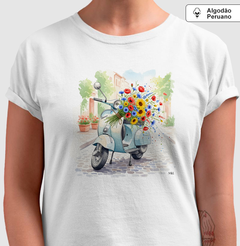 Camiseta Algodão Peruano - Vespa florida 
