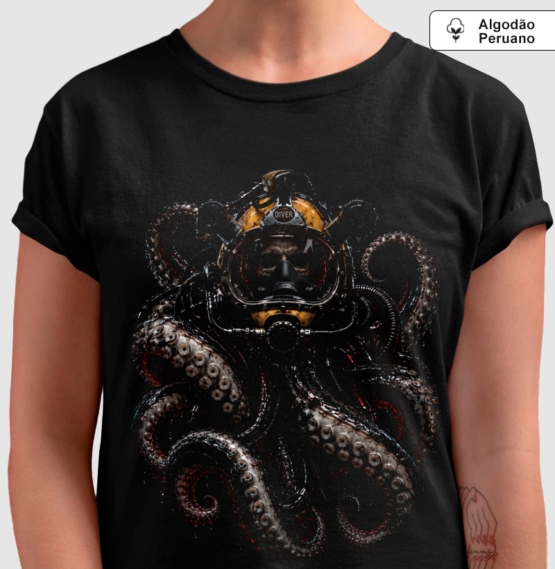 Polvo Mergulhador Profissional 1 - Camiseta Algodão Peruano