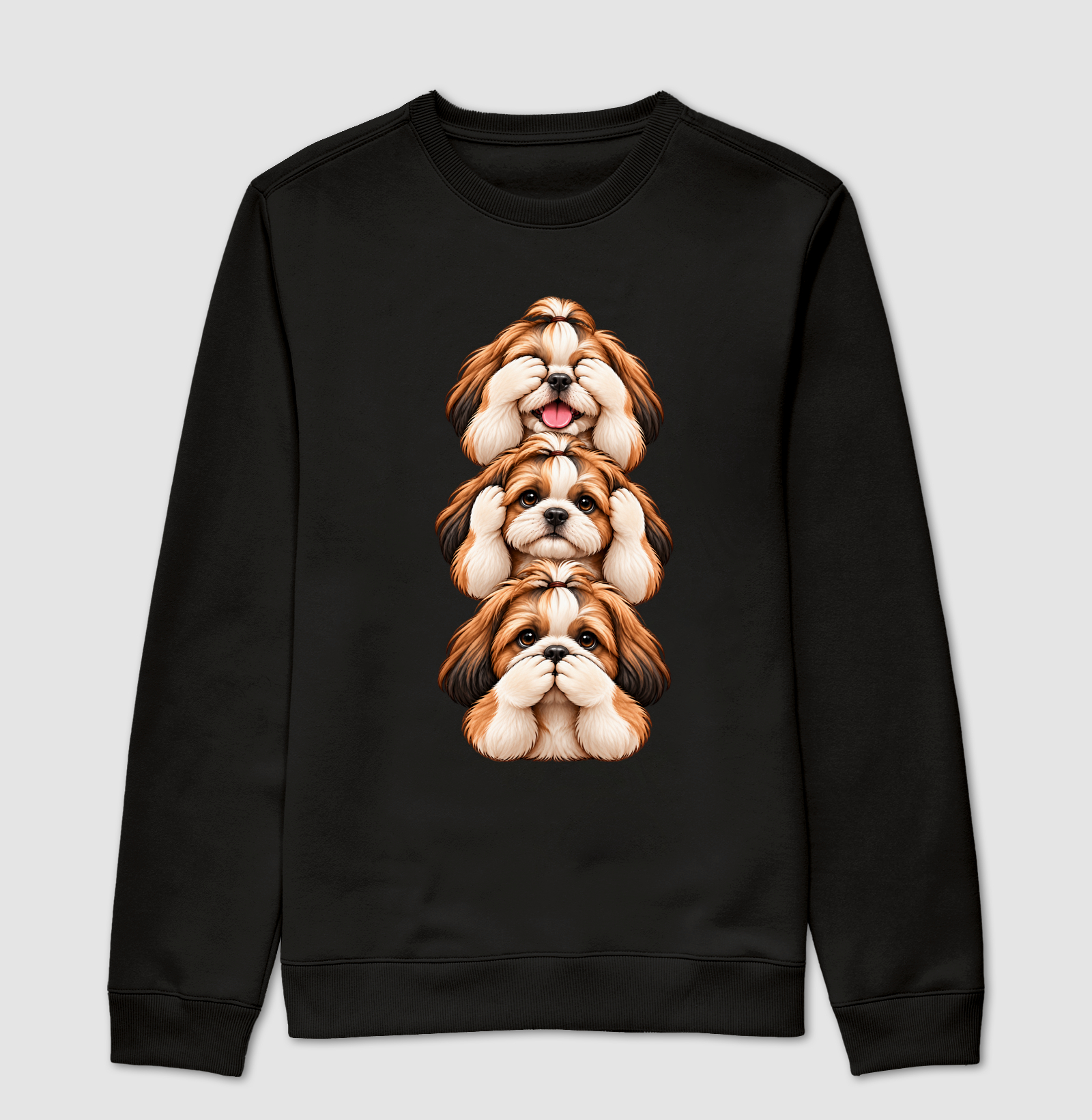 Ver, ouvir e falar versão Shih Tzu - Suéter Moletom