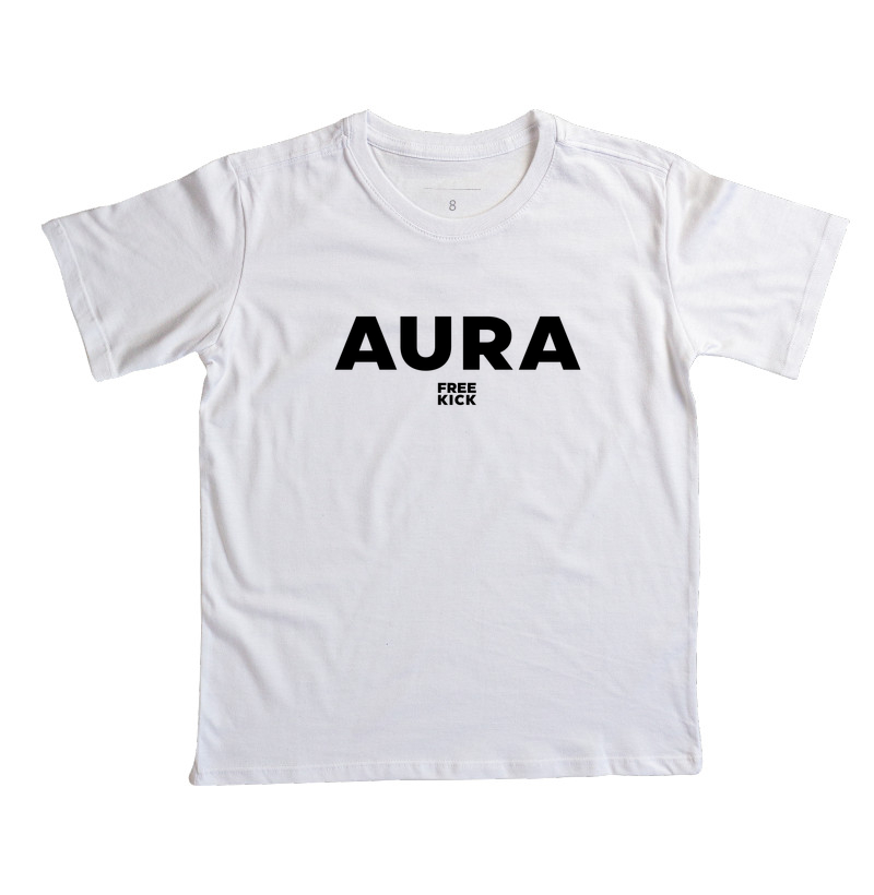 CAMISETA INFANTIL FREE KICK AURA LOGO PRETO