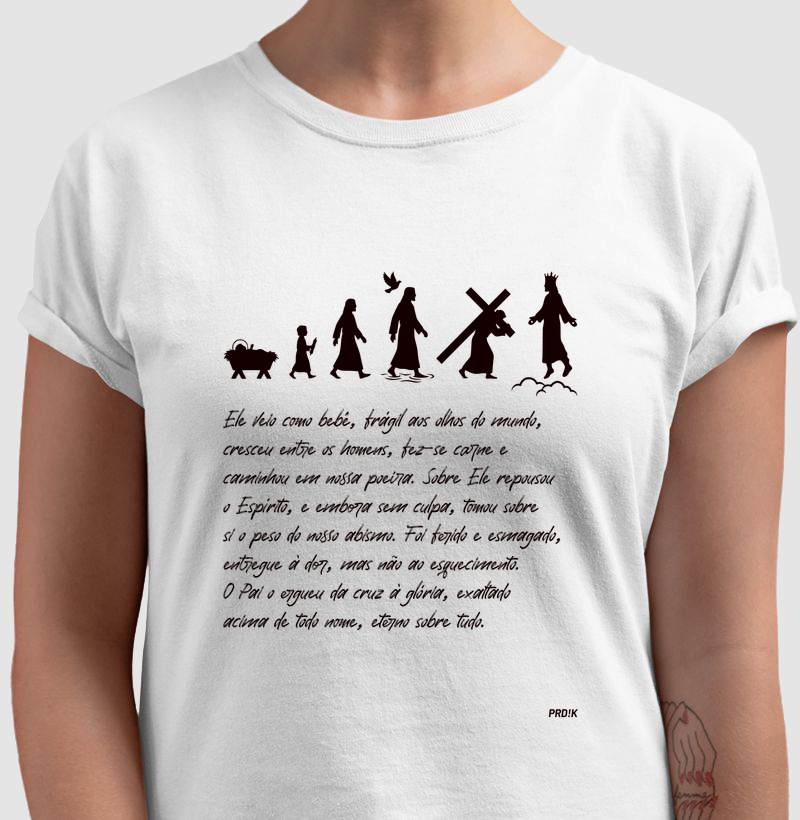 Camiseta Algodão com Estampa - A evolução de Jesus