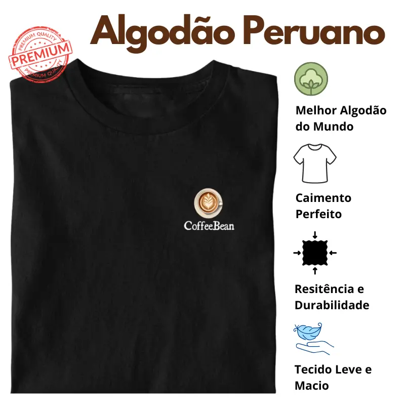 Camiseta CoffeeBean Logo Pequeno Algodão Peruano