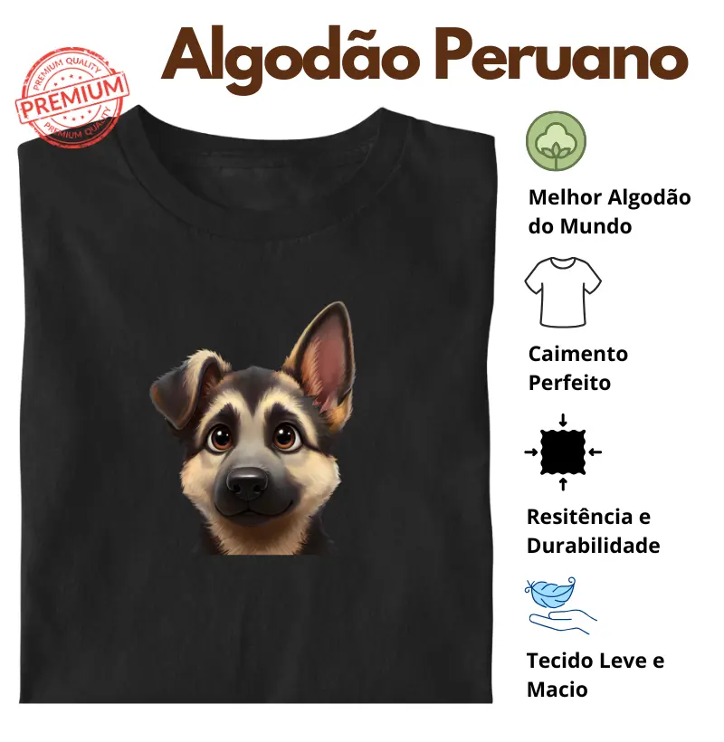 Camiseta Filhote Pastor Alemão Algodão Peruano