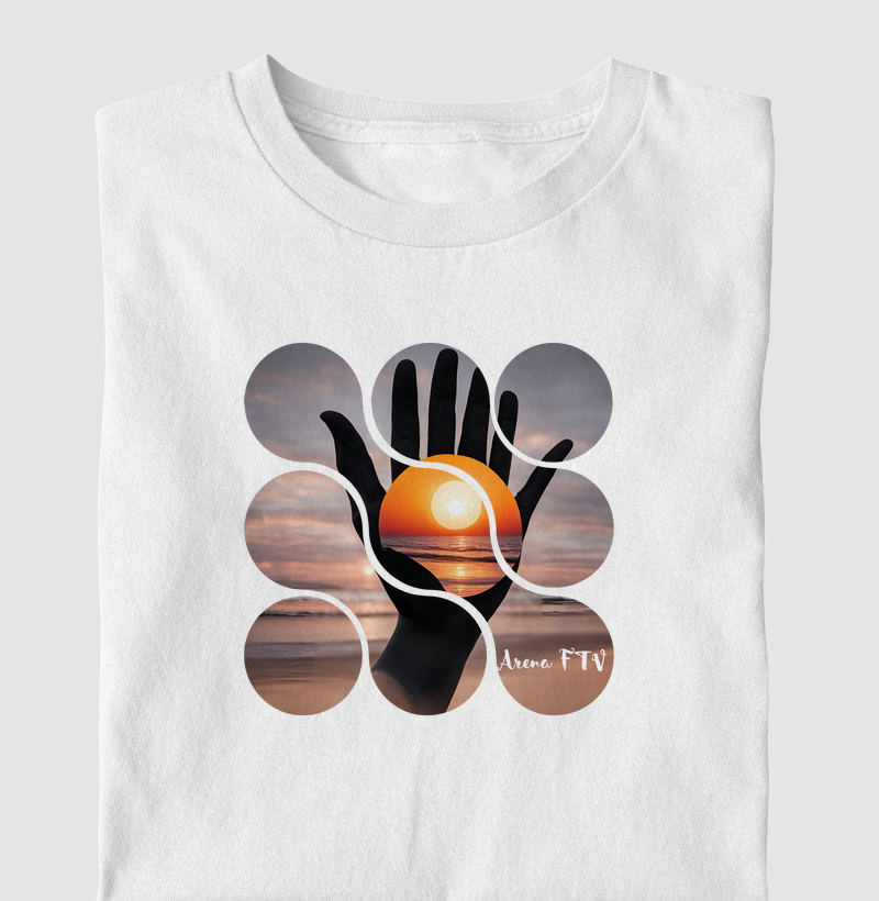 Pôr do sol palma da mão