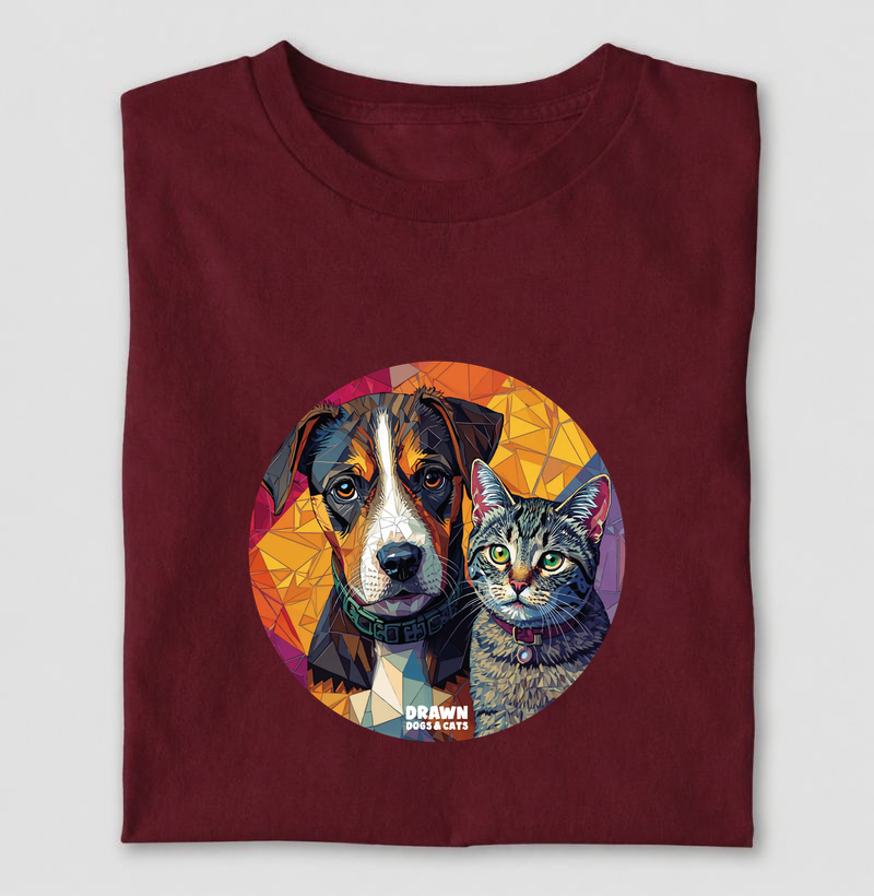 Cachorro e gato mosaico em círculo