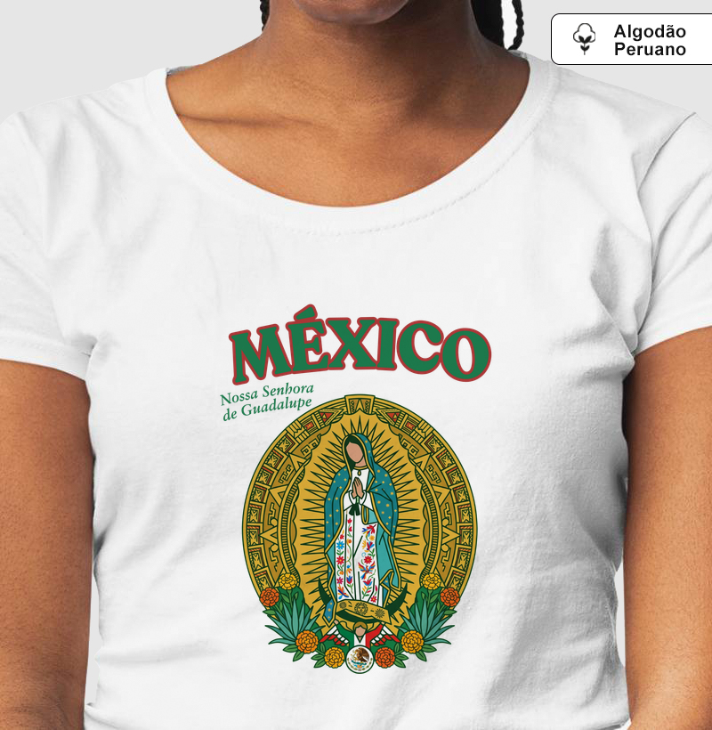 Camiseta Algodão Peruano México Nossa Senhora de Guadalupe