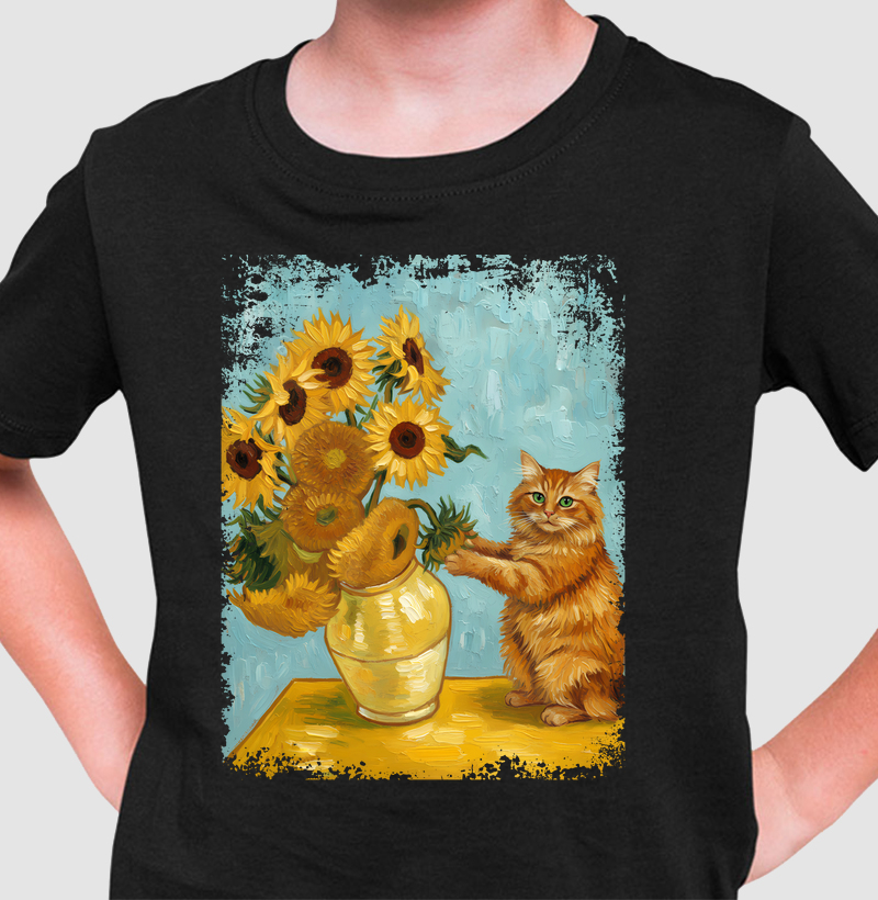 Doze Girassóis e um Gato