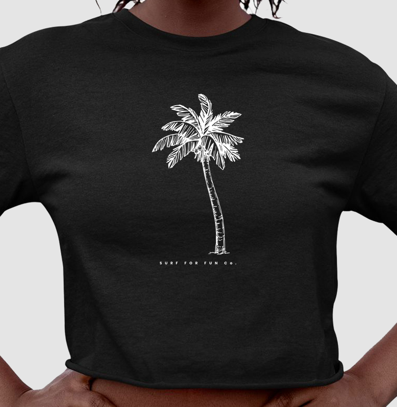 Coqueiro Tropical Retrô - Top Cropped Feminino - Cropped