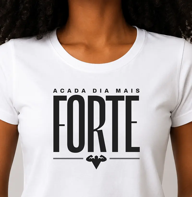 Camiseta Feminina A Cada Dia Mais Forte - Estampa Preta - Camiseta