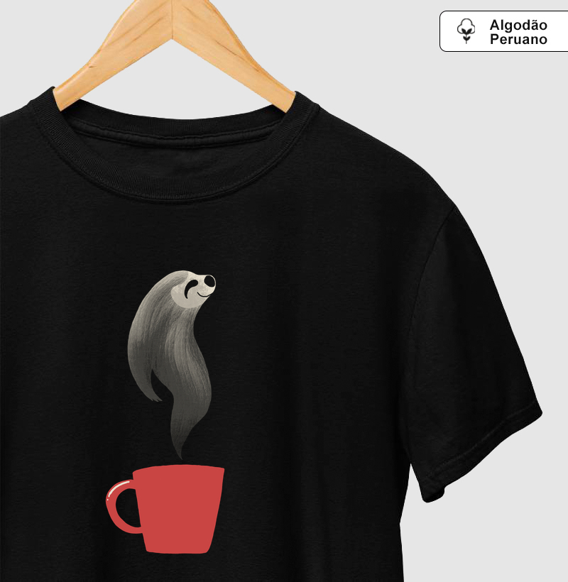 Camiseta Algodão Peruano Café Preguiça