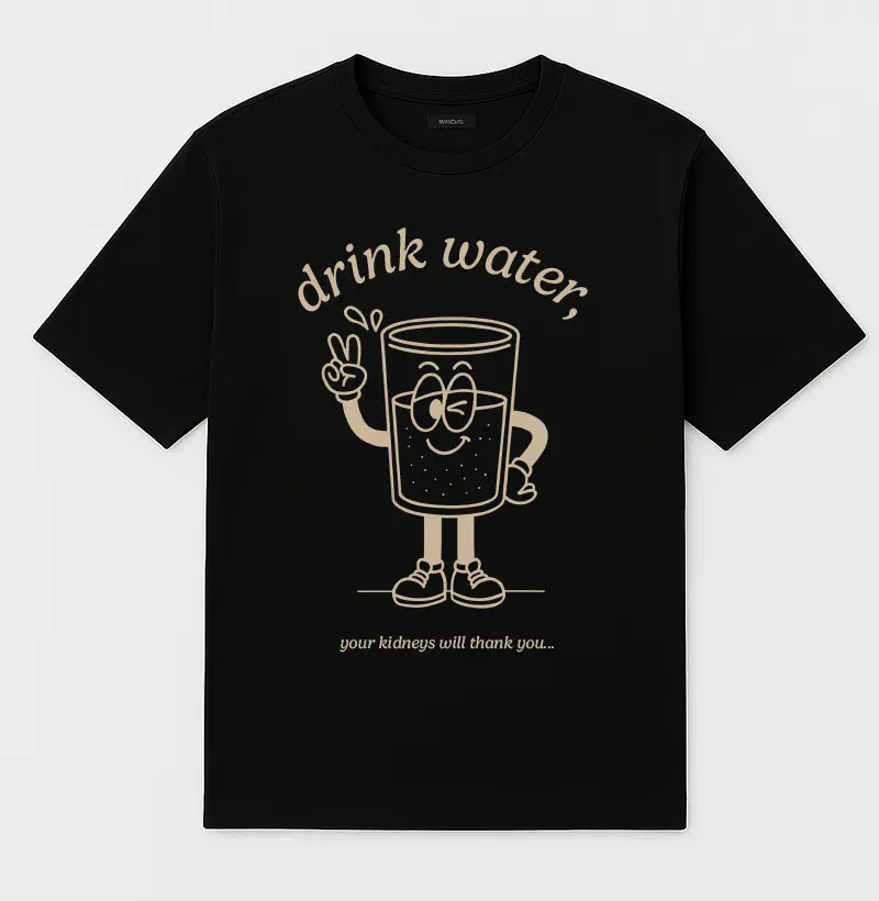 Camiseta Oversized Feminina 100% algodão "drink water, your kidneys will thank you..."