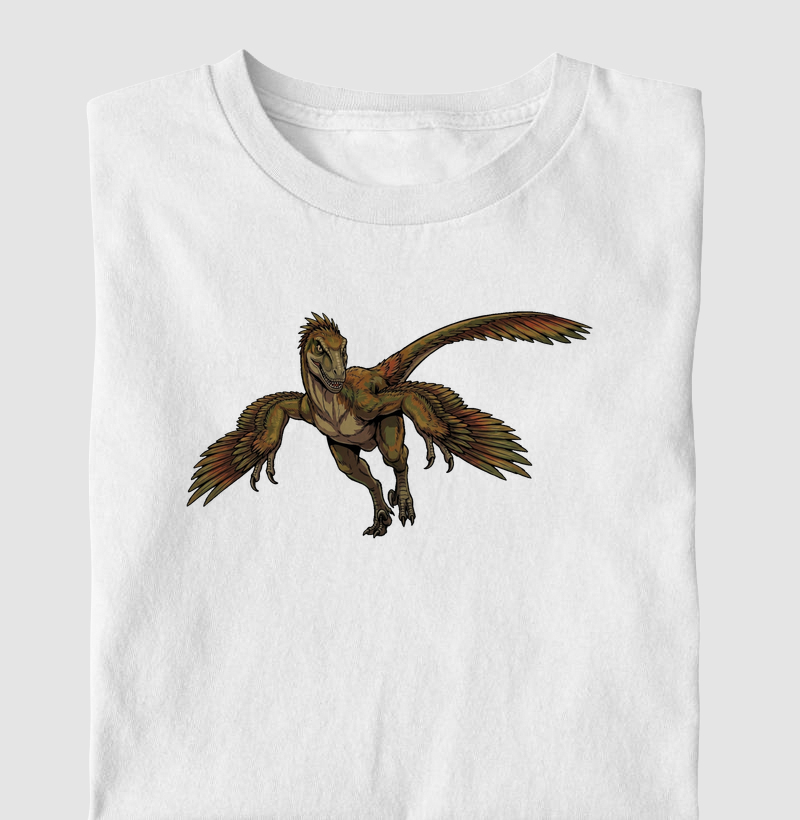 Camiseta Dinossauro Velociraptor Furioso Algodão Premium Dinoloco
