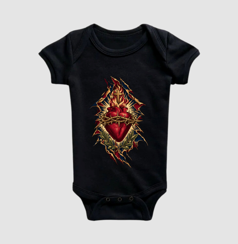 Sagrado Coração - Rasgo da Redenção - Cristo Vivo - Body Infantil