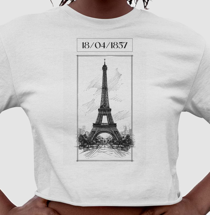 ESTAMPA DATA OFICIAL E TORRE EIFEL - PRETA