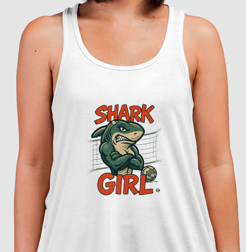feminina de futevôlei estampa "shark girl" joga bonita