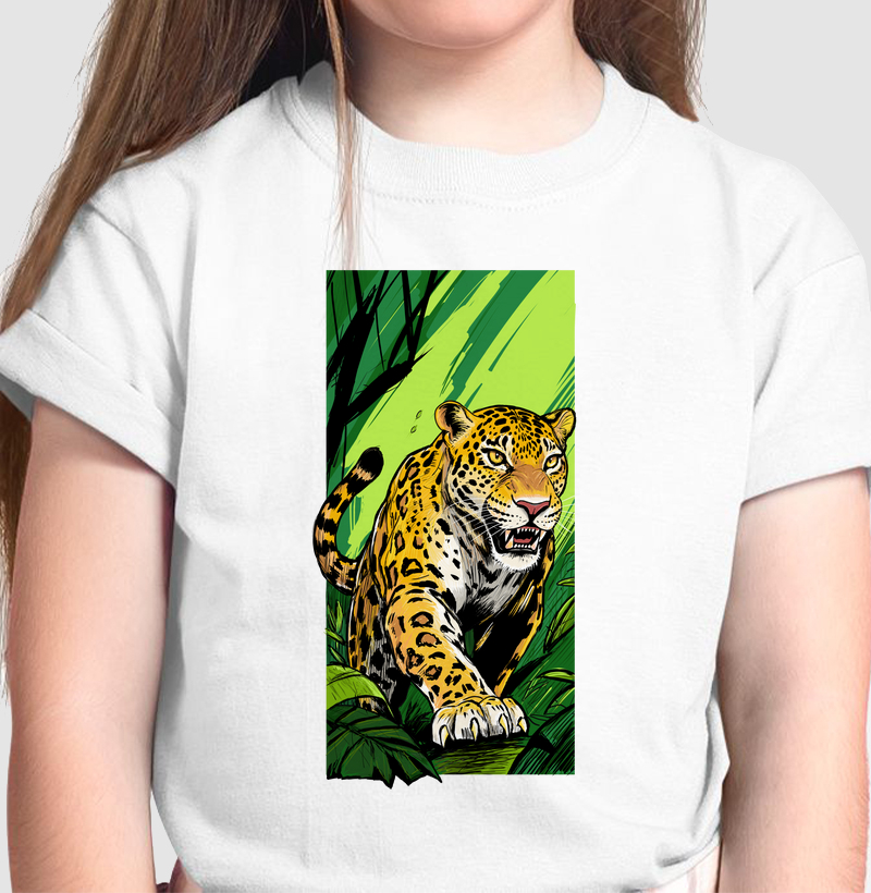 Camiseta Infantil Onça-Pintada na Mata